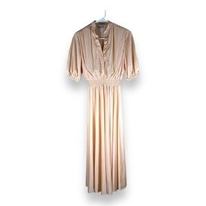 SMALL VINTAGE SAMUEL BLUE BRAND DRESS PASTEL PINK PEACH STRETCH